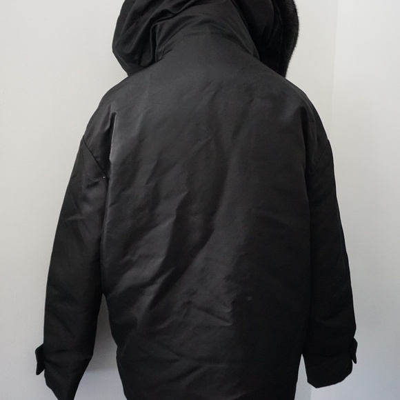 MONCLER Black Zipper Jacket Mink Fur Trim Lightweight - Picture 4 of 15